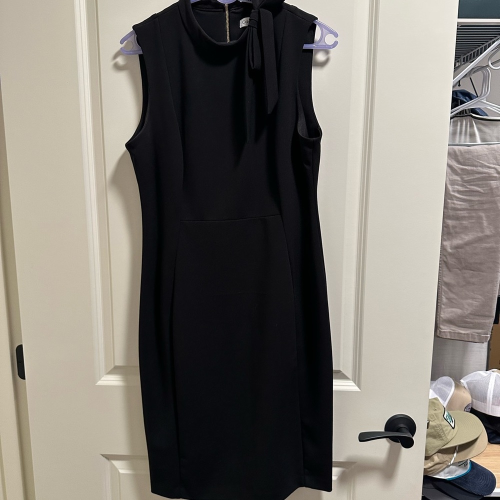 Calvin Klein Black Sleeveless Tie-Neck Midi Dress
